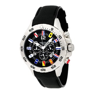 Nautica Men's NST Chrono Flag N16553G Black Polyurethane Quartz Black Dial Watch
