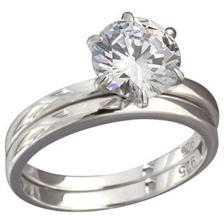 NEXTE Jewelry Sterling Silver Round Cubic Zirconia Bridal-style Ring Set