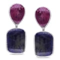 Miadora Sterling Silver Multi-colored Sapphire Dangle Earrings