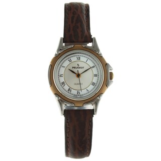 Peugeot Vintage 366L Two-tone Bezel Brown Leather Watch