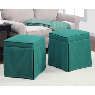 Peacock Skirted Ottomans (Set of 2)