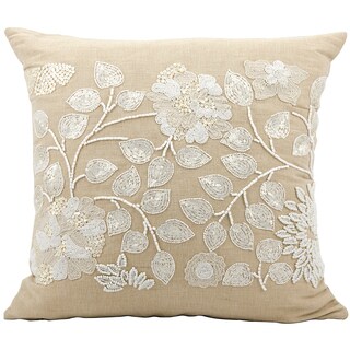 Luminescence Ivory Floral Beads Decorative Pillow