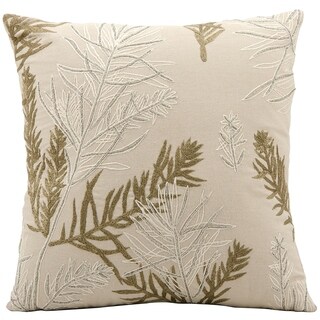 Luminescence Ivory Feather Branches Floral Beads Decorative Pillow