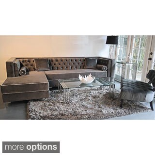 For sale Decenni Tobias Glamorous Regency Grey Velvet Tufted 8-foot Sectional