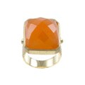 Rivka Friedman Goldtone Orange Quartzite Rectangle Pebbled Shank Ring