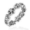 Sterling Silver Plumeria Flowers Eternity Band Ring (Thailand)