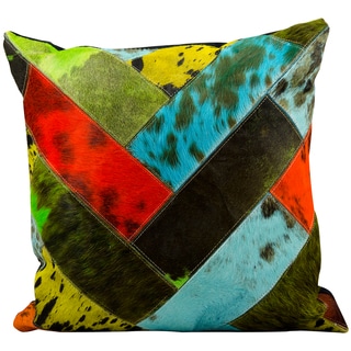 Mina Victory Natural Leather Hide Multi Color 20 x 20-inch Decorative Pillow by Nourison