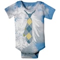 Boy's White and Blue Short-sleeve Bodysuit