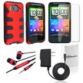 BasAcc Red Case/ Protector/ Headset/ Charger for HTC Inspire 4G