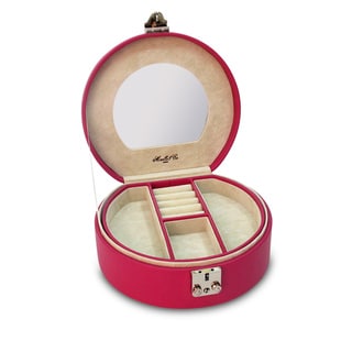 Raspberry Linda Half Moon Leather Jewelry Box