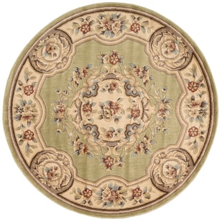 Aubusson Collection Light Green Area Rug (5'3 Round)