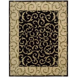 Hand-knotted Versailles Palace Vine Black Rug (9'6 x 13'6)