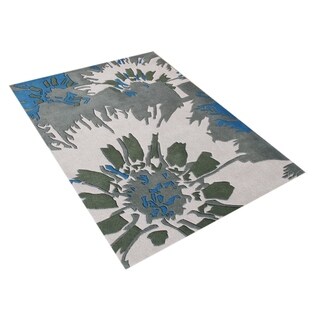 Alliyah Handmade French Blue New Zealand Blend Wool Rug (5' x 8')