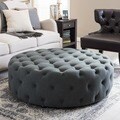 Baxton Studio Cardiff Linen Modern Tufted Ottoman