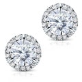 14k Gold Round-cut Moissanite and 1/4ct TDW Diamond Stud Earrings (G-H, I1-I2)