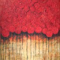 Art in Style 'Abstract Red Flowers' Hand Painted Canvas Wall Art