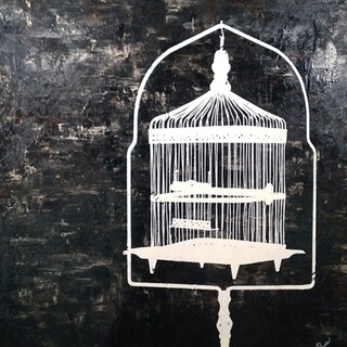 Art in Style 'Birdcage Black and White' Hand-Painted Wall Art