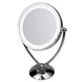 Ovente 1x/ 10x Dimmable Dual-sided Lighted Round Mirror