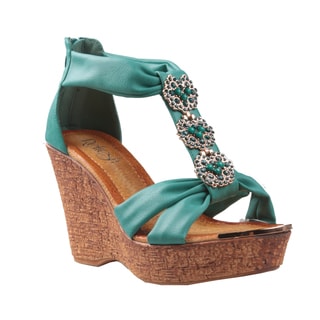 Refresh by Beston Women's 'Maysa-03' T-Strap Wedge Sandals