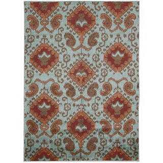 Kindred Ikat Print Aqua Area Rug (7'9 x 10')