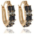 Gem Jolie 18k Gold Overlay Sapphire and Diamond Accent Hoop Earrings