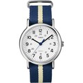 Timex Unisex T2P142 Weekender Navy/ Yellow Stripe Slip-thru Nylon Strap Watch