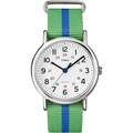 Timex Unisex T2P143 Weekender Green/Blue Stripe Slip Thru Nylon Strap Watch