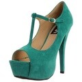 Fahrenheit Women's 'Nandi-11' T-strap Peep-toe Pumps