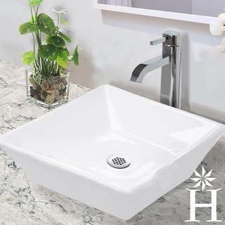16-Inch Square White Vitreous China Vessel Vanity Sink