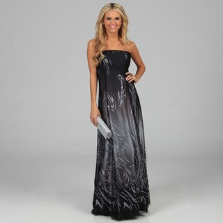 NV Couture Women's Platinum Strapless Glittery Ombre Dress