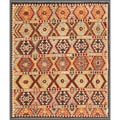 Afghan Hand-knotted Mimana Kilim Ivory/ Brown Wool Rug (8'3 x 9'6)