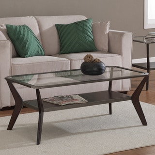 ( ._.) Boomerang Espresso/ Antique Silver Rectangular Coffee Table