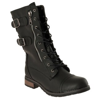 Riverberry Women's 'Battle-02' Black Combat Boots