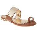 Riverberry Women's 'Bloom-73' Chestnut/ Gold Toe Ring Sandals
