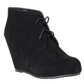 Riverberry Women's 'Carmela' Black Microsuede Hidden Wedge Booties
