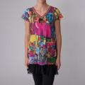 Journee Collection Juniors Lace Trim Mixed Print Tunic Dress