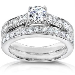 14k White Gold 1ct TDW Diamond Bridal Ring Set