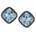 Miadora 14k White Gold Blue Topaz and 3/4ct TDW Black Diamond Earrings