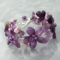 Purple Amethyst and Pearl Flower Garland Bracelet (5-6 mm) (Thailand)