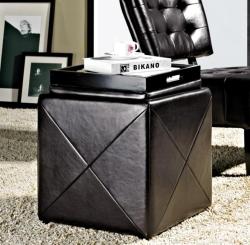 Abbyson Living Bentley Bonded Leather Cube Storage Tray Ottoman
