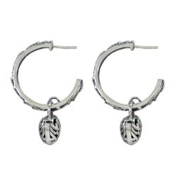 Sunstone Sterling Silver Bali Hoop Heart Earrings