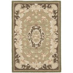 Simply Clean Aubusson Hand-hooked Beige/ Brown Rug (2' x 3')