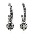Sunstone Sterling Silver Bali Hoop Heart Earrings