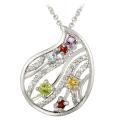Sterling Silver Multi-gemstone and Diamond Accent Raindrop Necklace