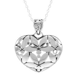 Sunstone Sterling Silver Bali Heart Necklace