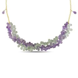 14k Yellow Gold Purple and Green Amethyst Twisted-style Necklace