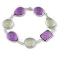 14k White Gold African Amethyst and Green Amethyst Bracelet