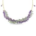 14k Yellow Gold Purple and Green Amethyst Twisted-style Necklace