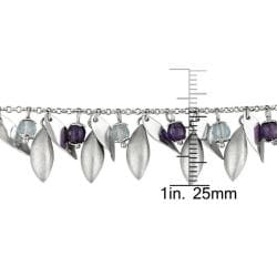 14k White Gold Amethyst and Blue Topaz Bead Necklace