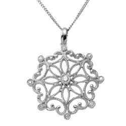 Hollywood Retro Platinum over Silver 1/8ct TDW Diamond Necklace (I-J, I1-I2)